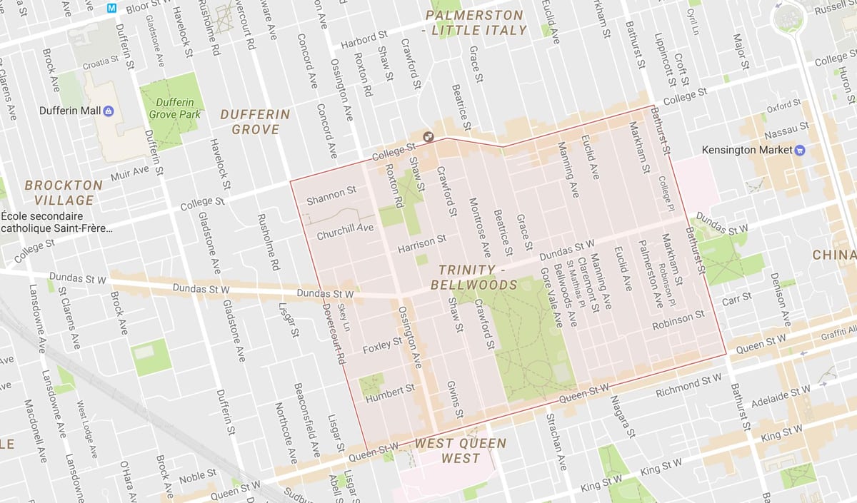 نقشہ کی تثلیث–Bellwoods پڑوس ٹورنٹو