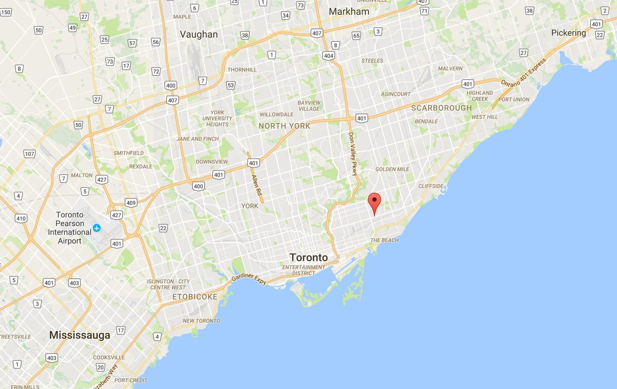 کے نقشے مشرقی Danforth ضلع ٹورنٹو