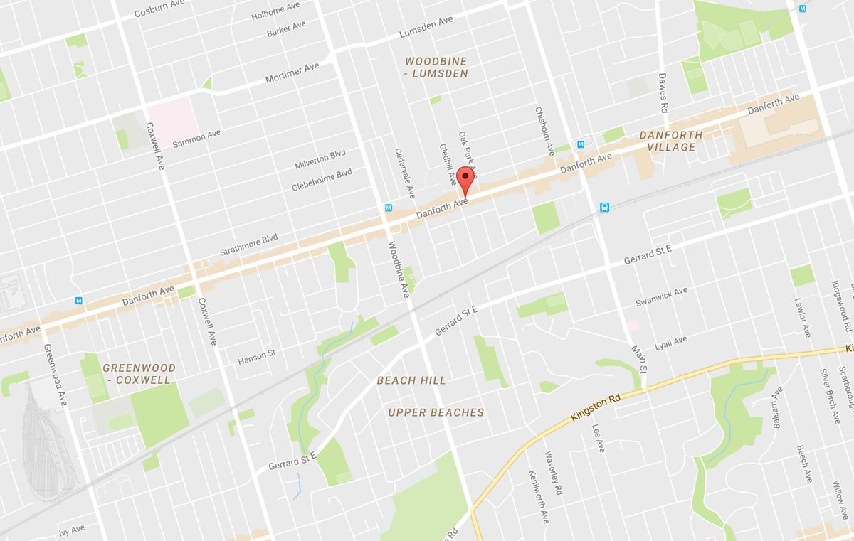 کے نقشے مشرقی Danforth پڑوس ٹورنٹو