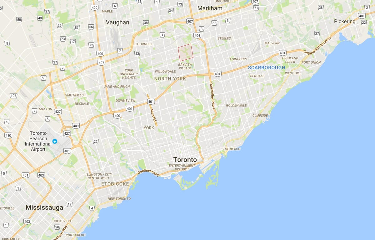 نقشہ کے Bayview جنگل – Steeles ضلع ٹورنٹو
