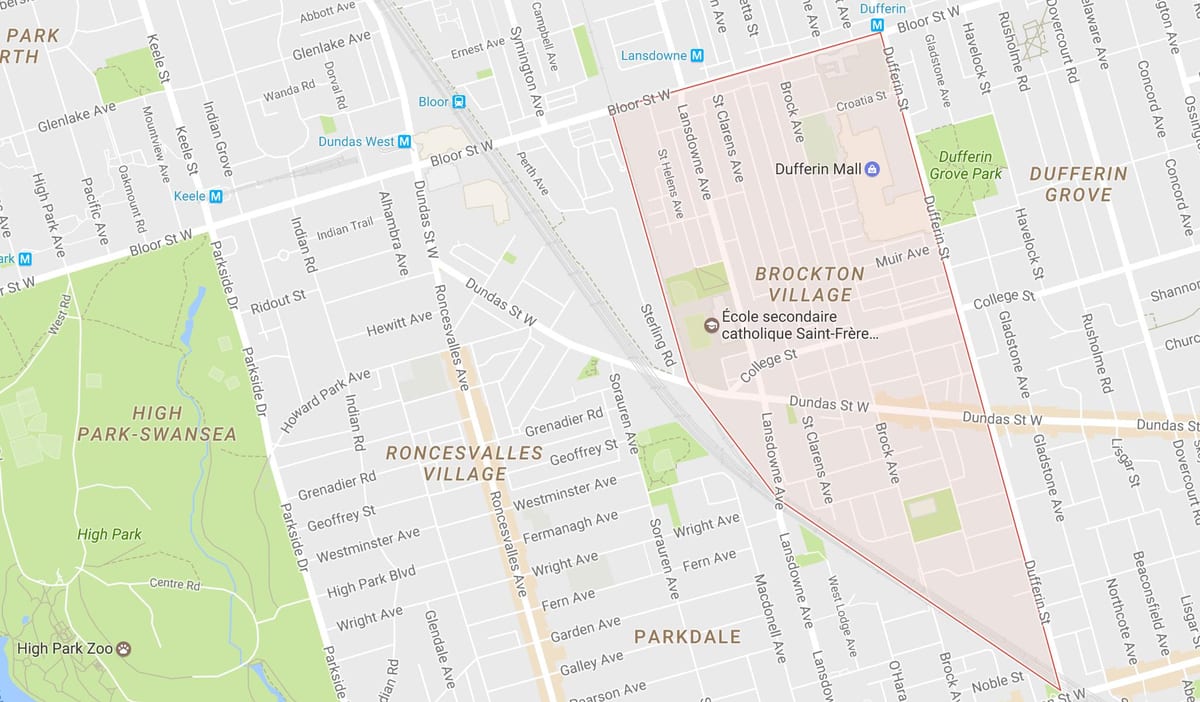 نقشہ کے Brockton گاؤں کے پڑوس ٹورنٹو
