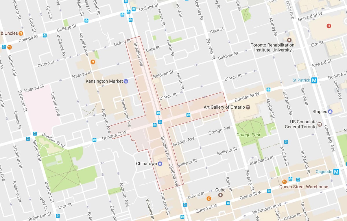 نقشہ کے Chinatown کے پڑوس ٹورنٹو