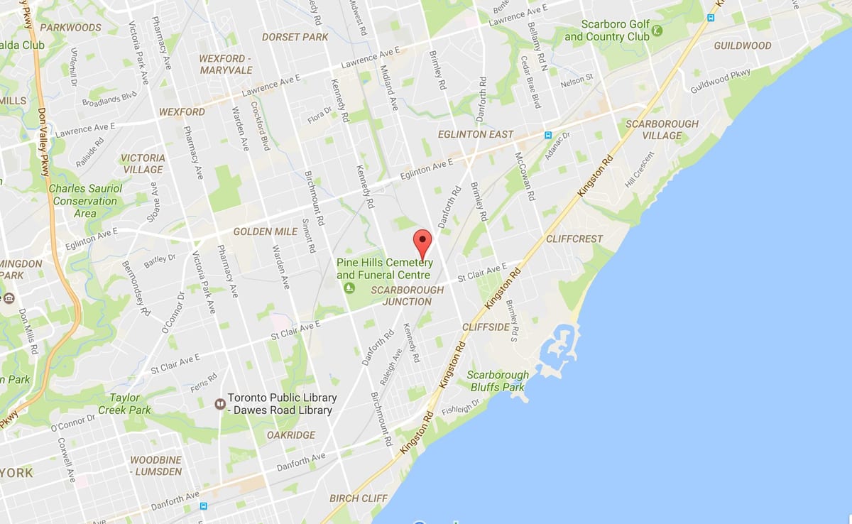 نقشہ کے Danforth روڈ ٹورنٹو