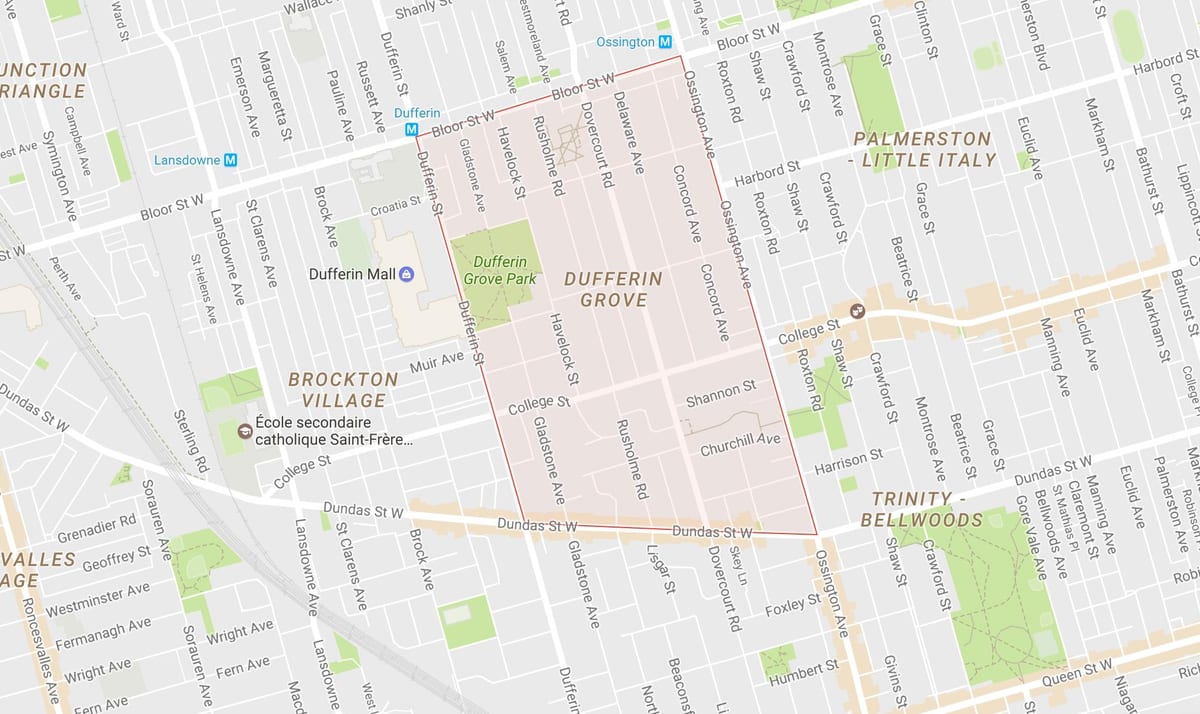 نقشہ کے Dufferin گرو پڑوس ٹورنٹو