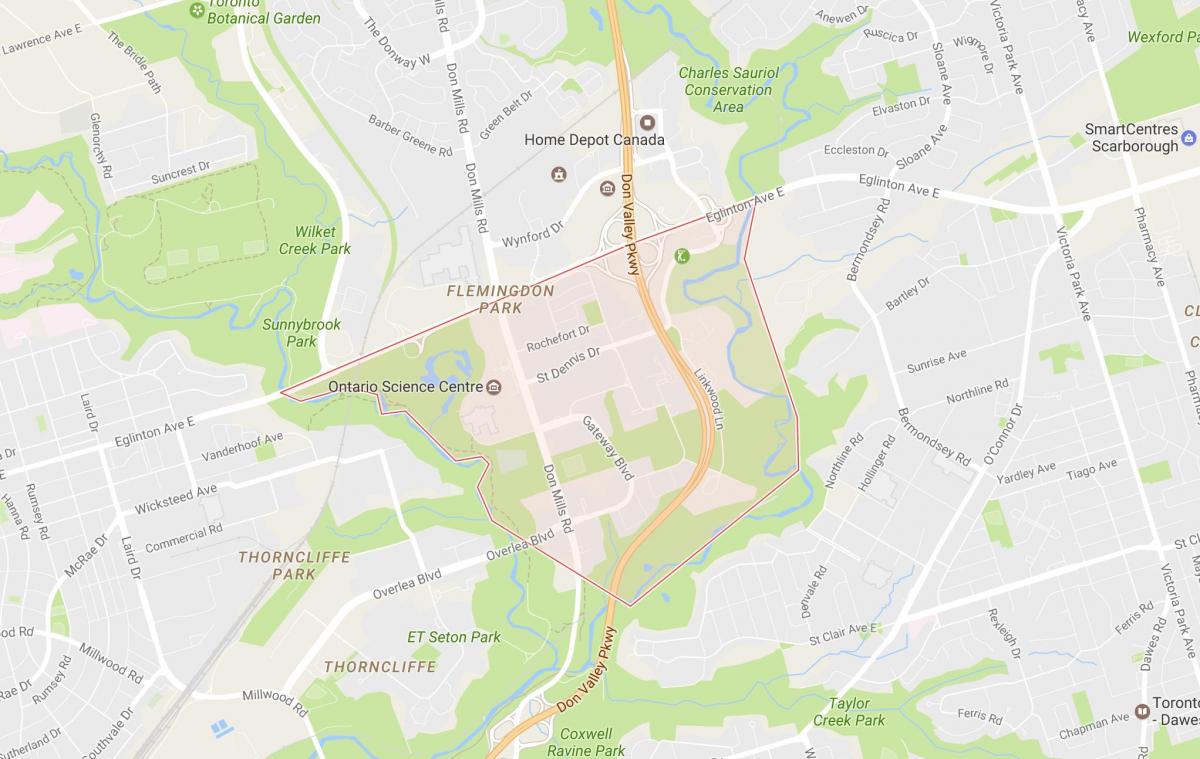 نقشہ کے Flemingdon پارک کے پڑوس ٹورنٹو