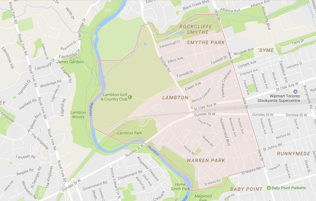 نقشہ کے Lambton پڑوس ٹورنٹو