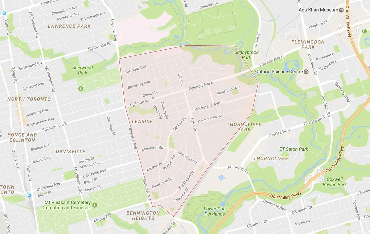 نقشہ کے Leaside پڑوس ٹورنٹو