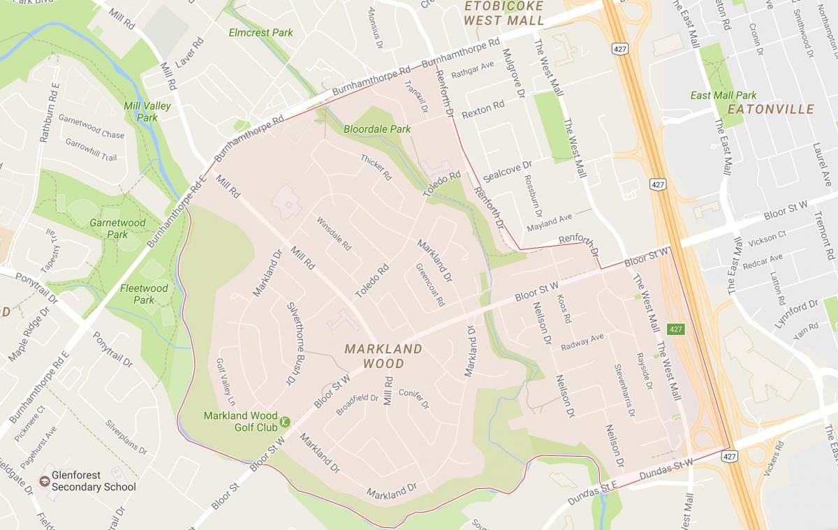 نقشہ کے Markland لکڑی کے پڑوس ٹورنٹو