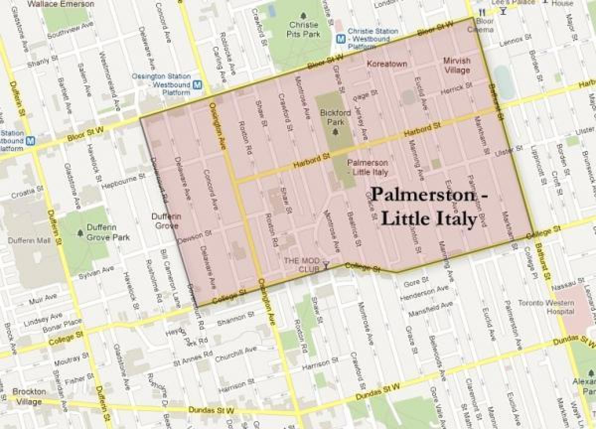 نقشہ کے Palmerston لٹل اٹلی ٹورنٹو