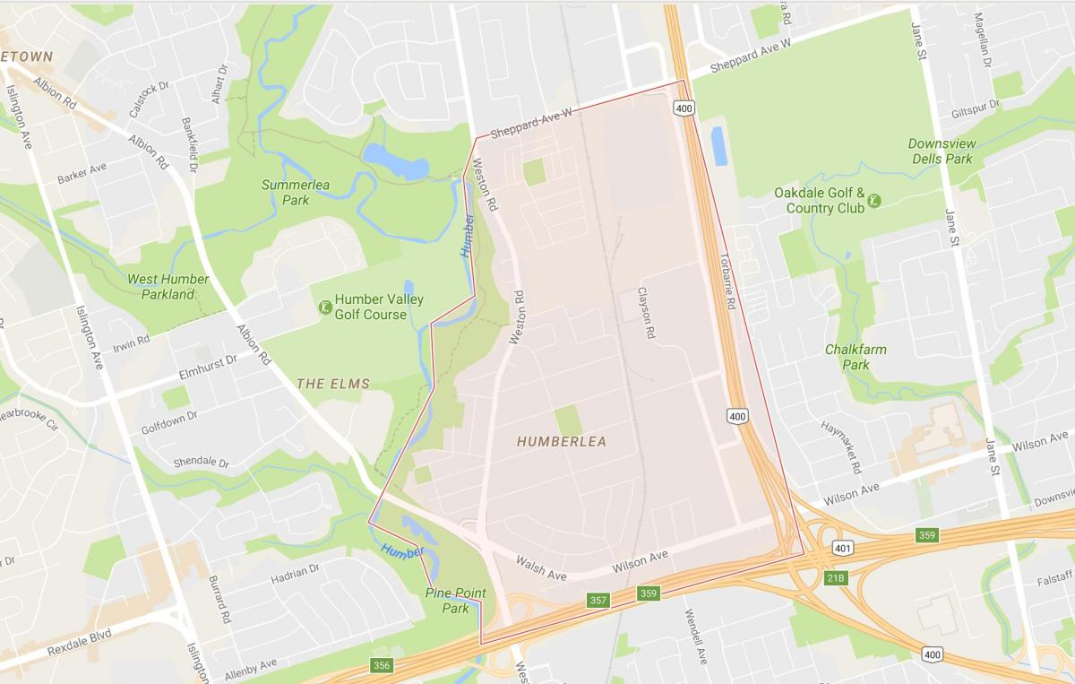 نقشہ کے Pelmo پارک – Humberlea پڑوس ٹورنٹو