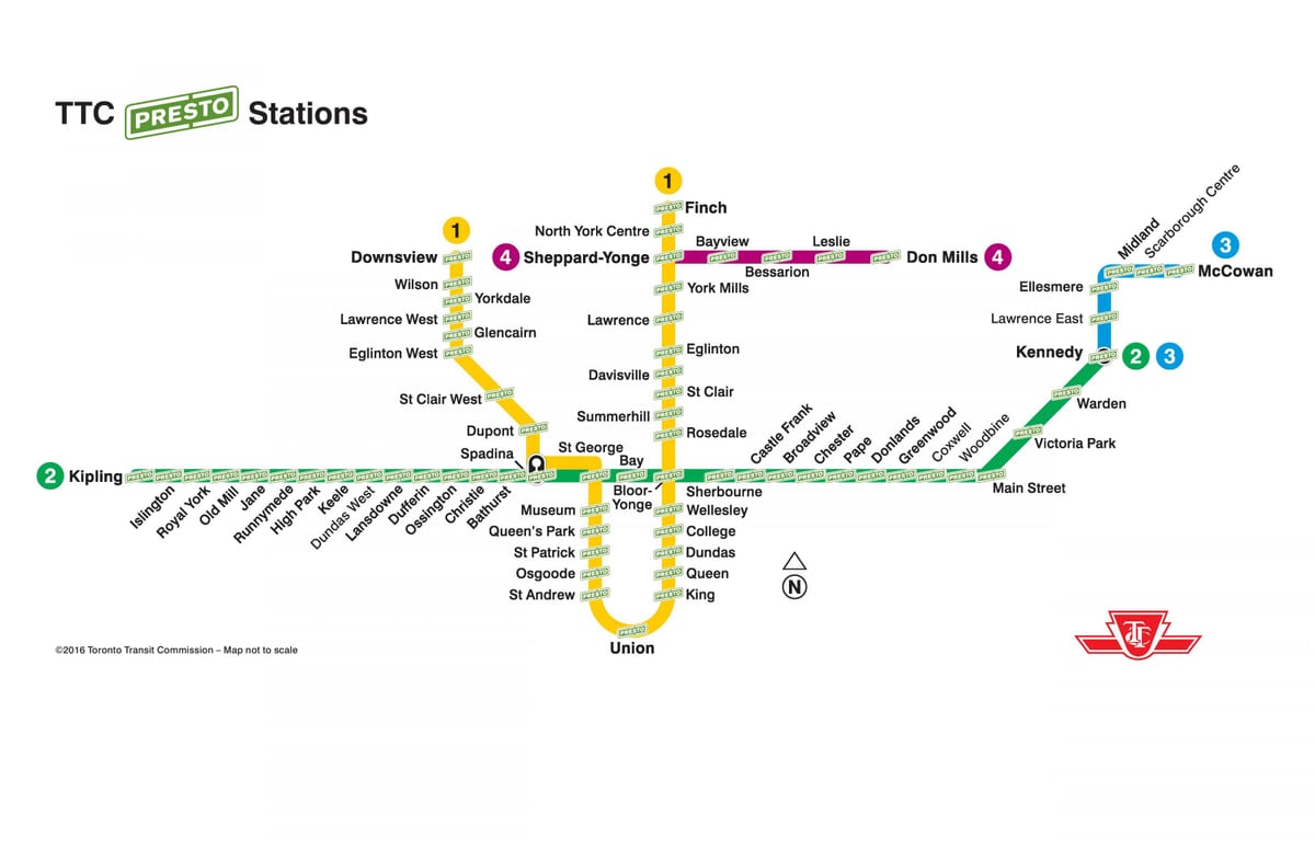 نقشہ کے presto اسٹیشنوں TTC