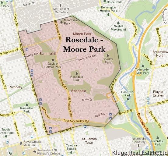 نقشہ کے Rosedale مور پارک ٹورنٹو