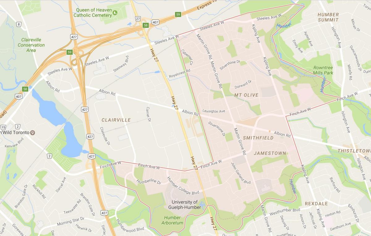 نقشہ کے Smithfield محلے پڑوس ٹورنٹو