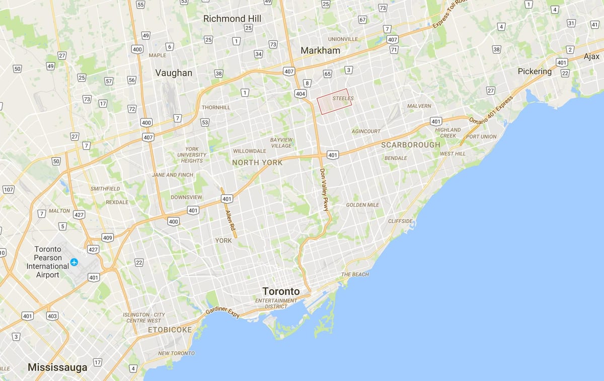 نقشہ کے Steeles ضلع ٹورنٹو