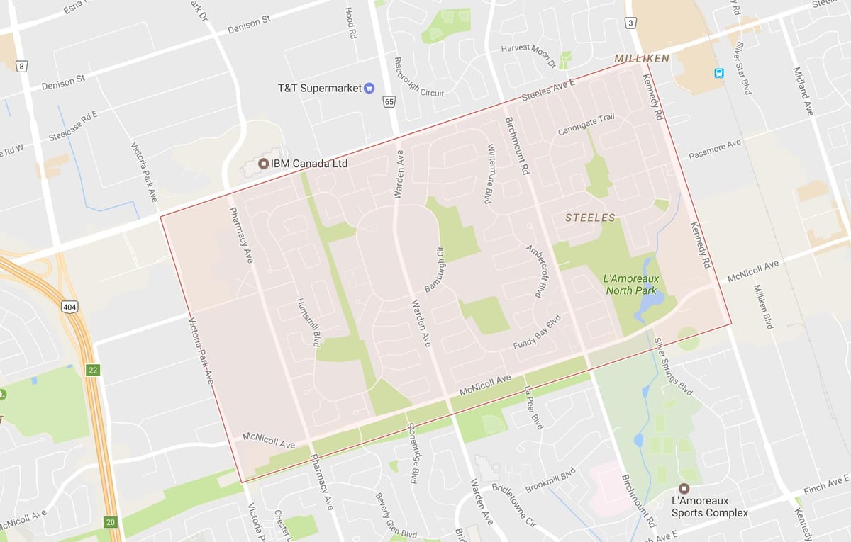 نقشہ کے Steeles پڑوس ٹورنٹو