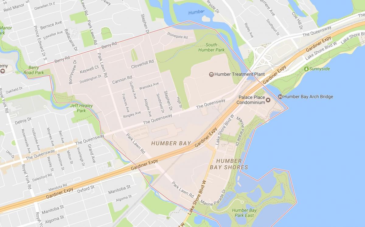 نقشہ کے Stonegate-Queensway محلے پڑوس ٹورنٹو