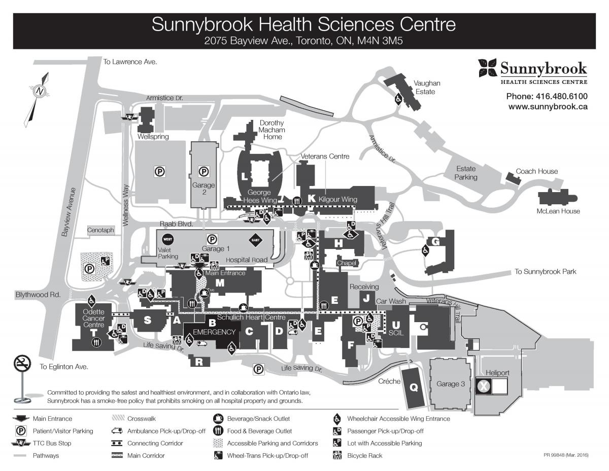 نقشہ کے Sunnybrook ہیلتھ سائنسز سینٹر - SHSC