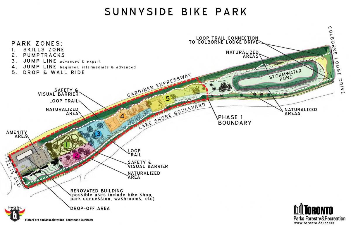 نقشہ کے Sunnyside موٹر سائیکل پارک زون ٹورنٹو