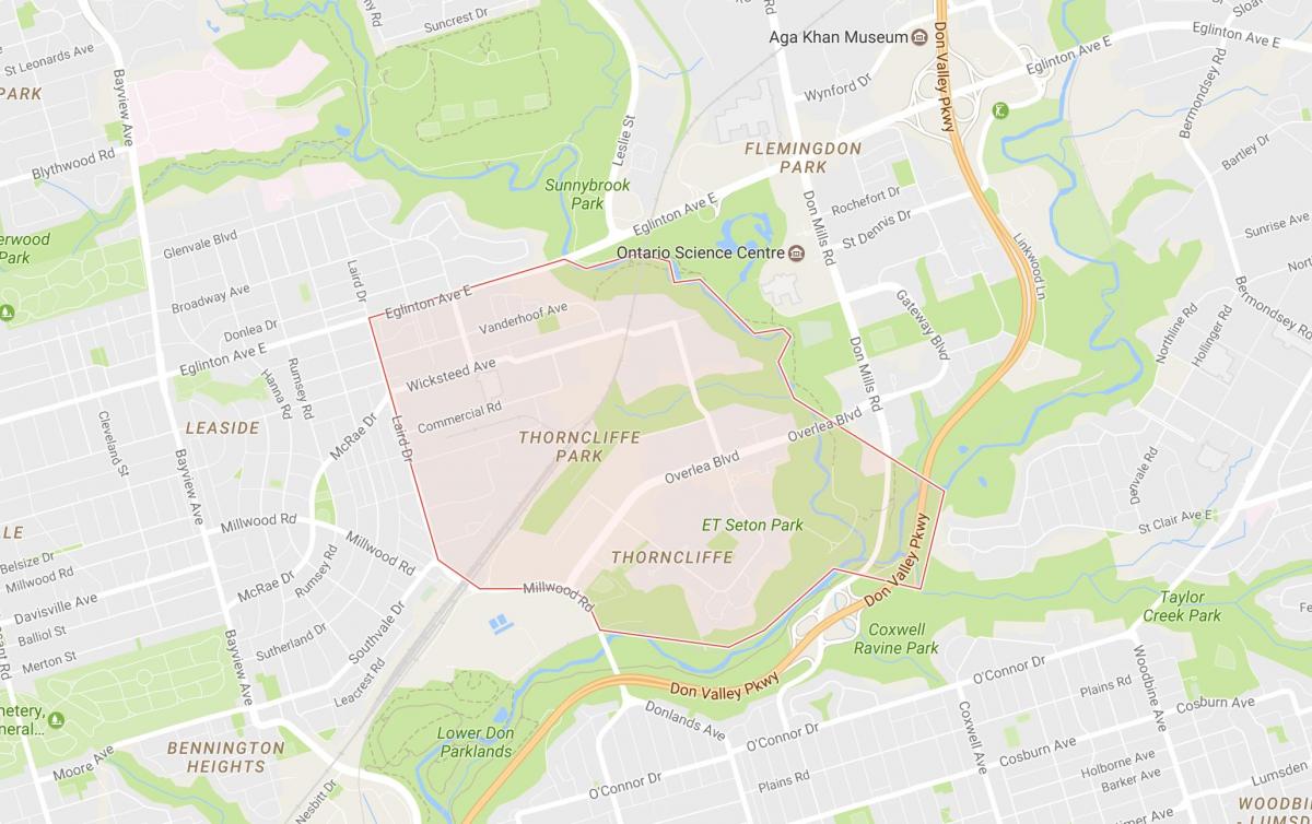 نقشہ کے Thorncliffe پارک کے پڑوس ٹورنٹو