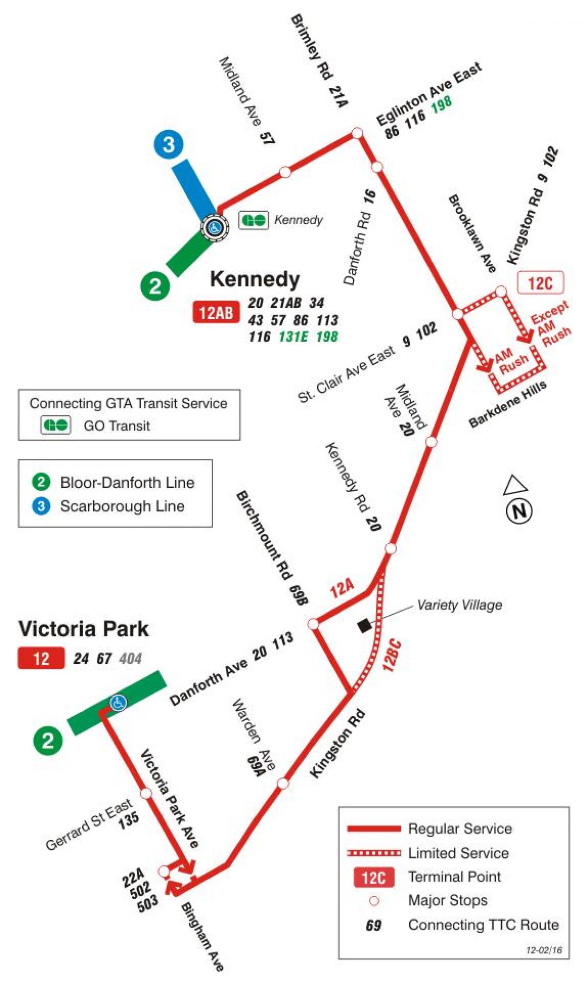 نقشہ کے TTC 12 کنگسٹن کی بس کے راستے ٹورنٹو