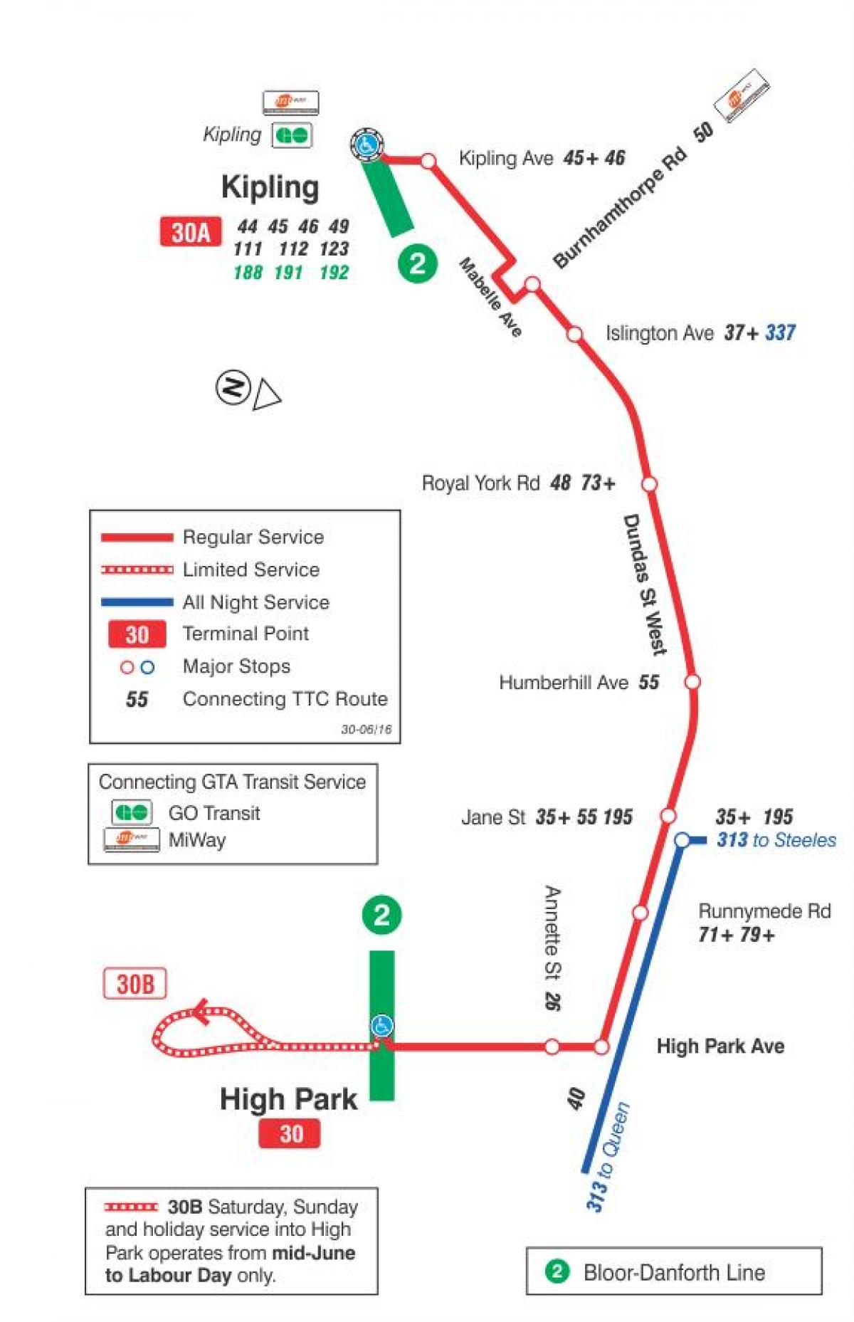 نقشہ کے TTC 30 Lambton بس کے راستے ٹورنٹو