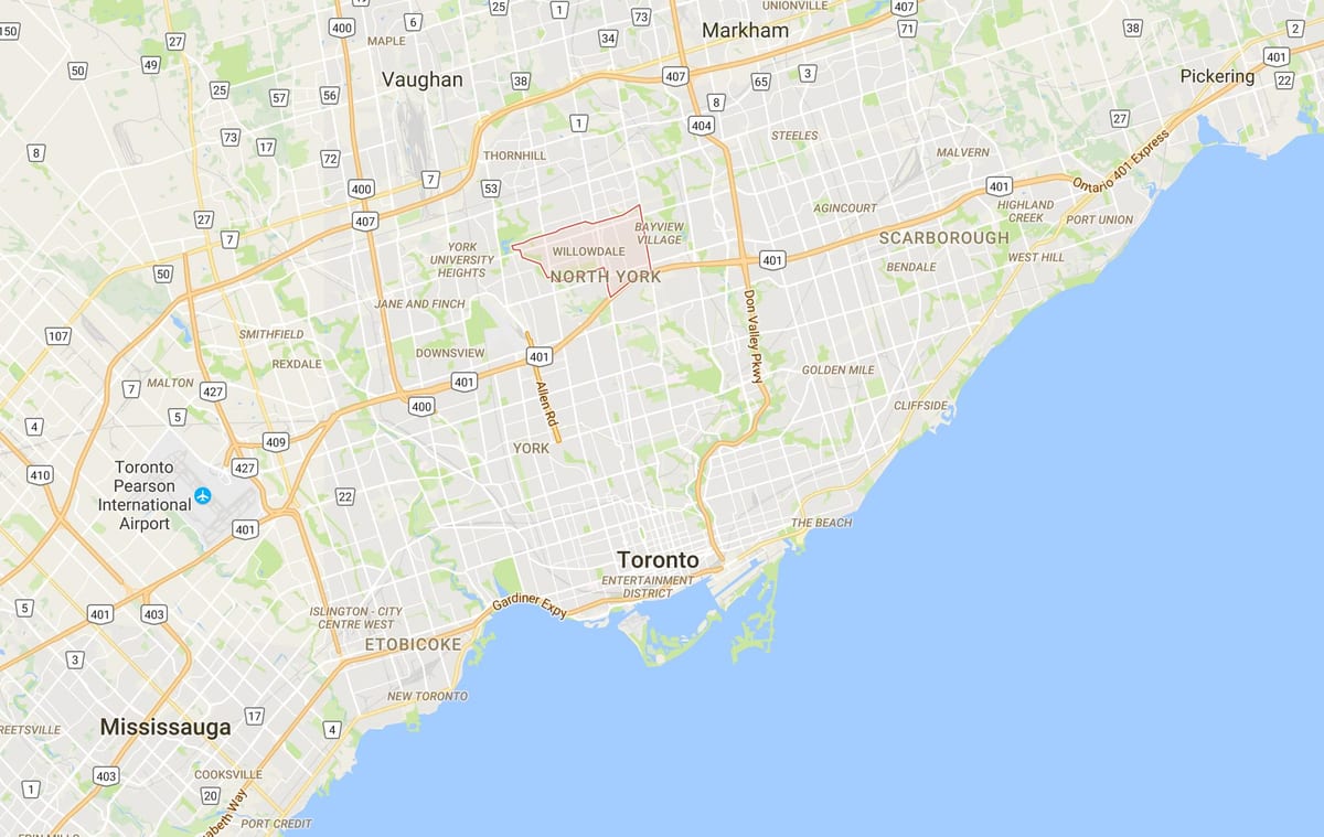نقشہ کے Willowdale ضلع ٹورنٹو