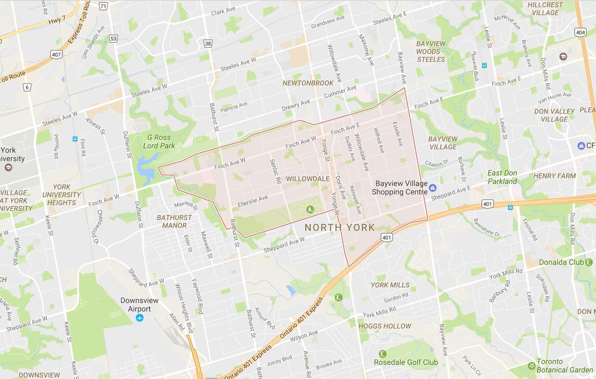 نقشہ کے Willowdale پڑوس ٹورنٹو