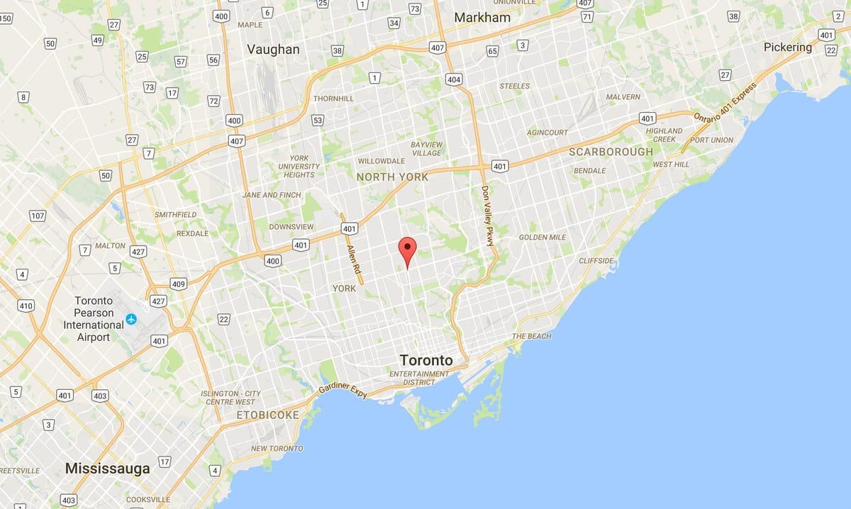 نقشہ کے Yonge اور Eglinton ضلع ٹورنٹو