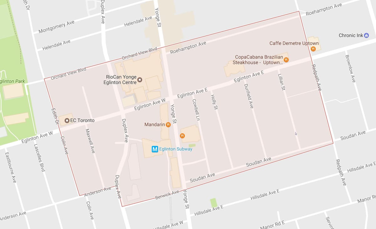 نقشہ کے Yonge اور Eglinton پڑوس ٹورنٹو