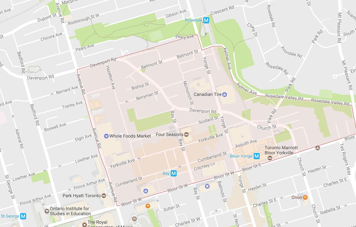نقشہ کے Yorkville پڑوس ٹورنٹو