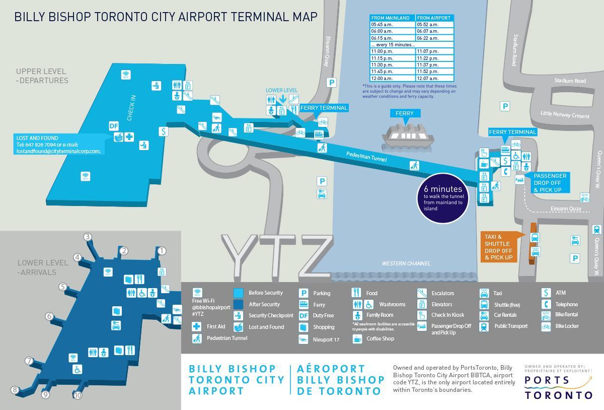 نقشہ کی بلی بشپ ٹورنٹو شہر کے ہوائی اڈے