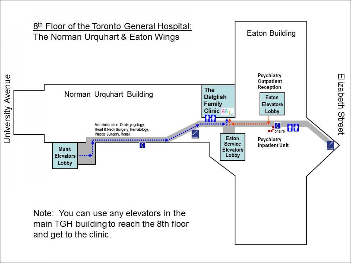 نقشہ کے جنرل ہسپتال میں 8 ویں منزل ٹورنٹو