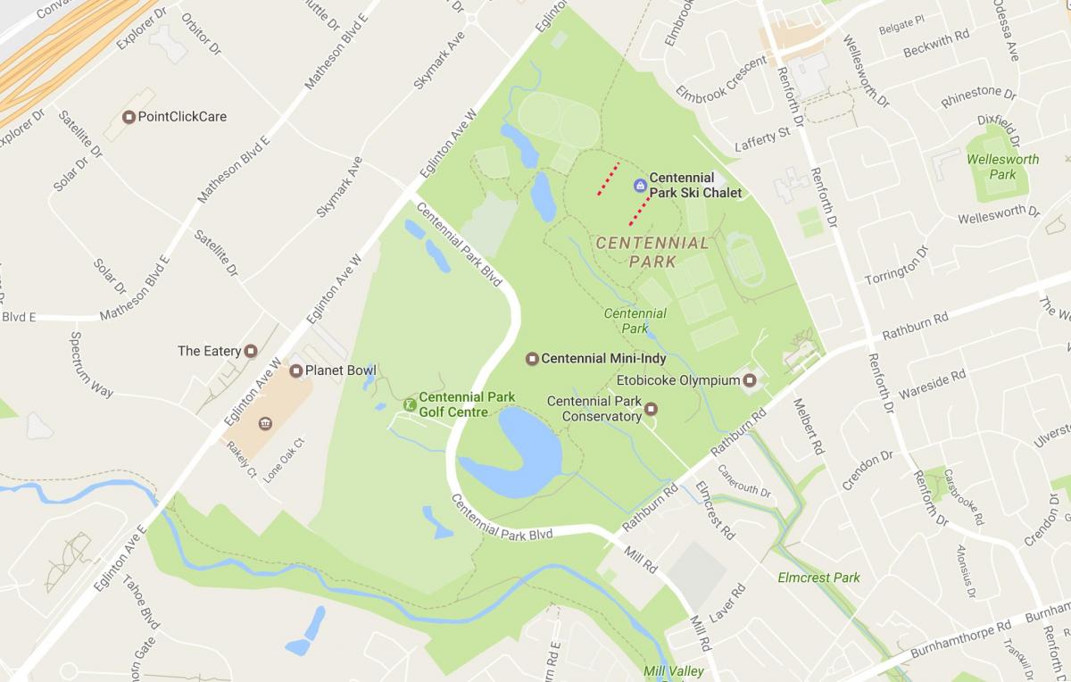نقشہ کے سو سال پارک کے پڑوس ٹورنٹو