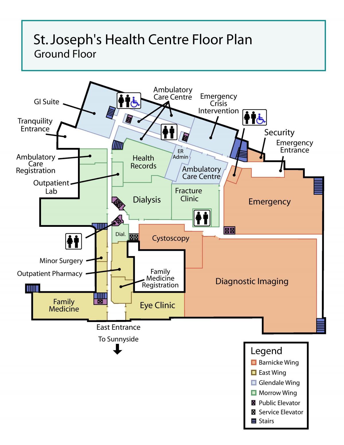 نقشہ کے سینٹ جوزف ہیلتھ سینٹر کے گراؤنڈ فلور کے فرش