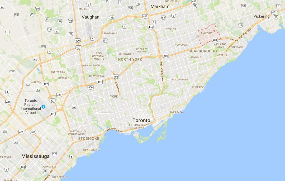نقشہ کے مالورن ضلع ٹورنٹو