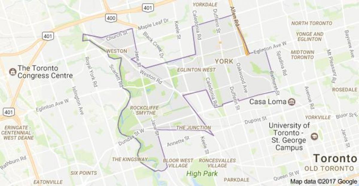 کا نقشہ یارک ، ٹورنٹو ، کینیڈا