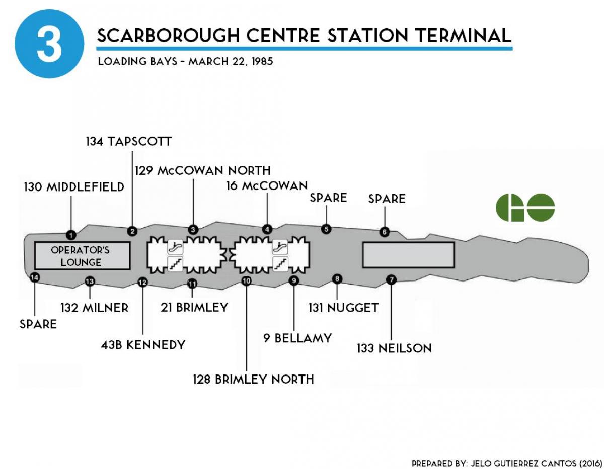 نقشہ ٹورنٹو کے Scarborough مرکز اسٹیشن ٹرمینل