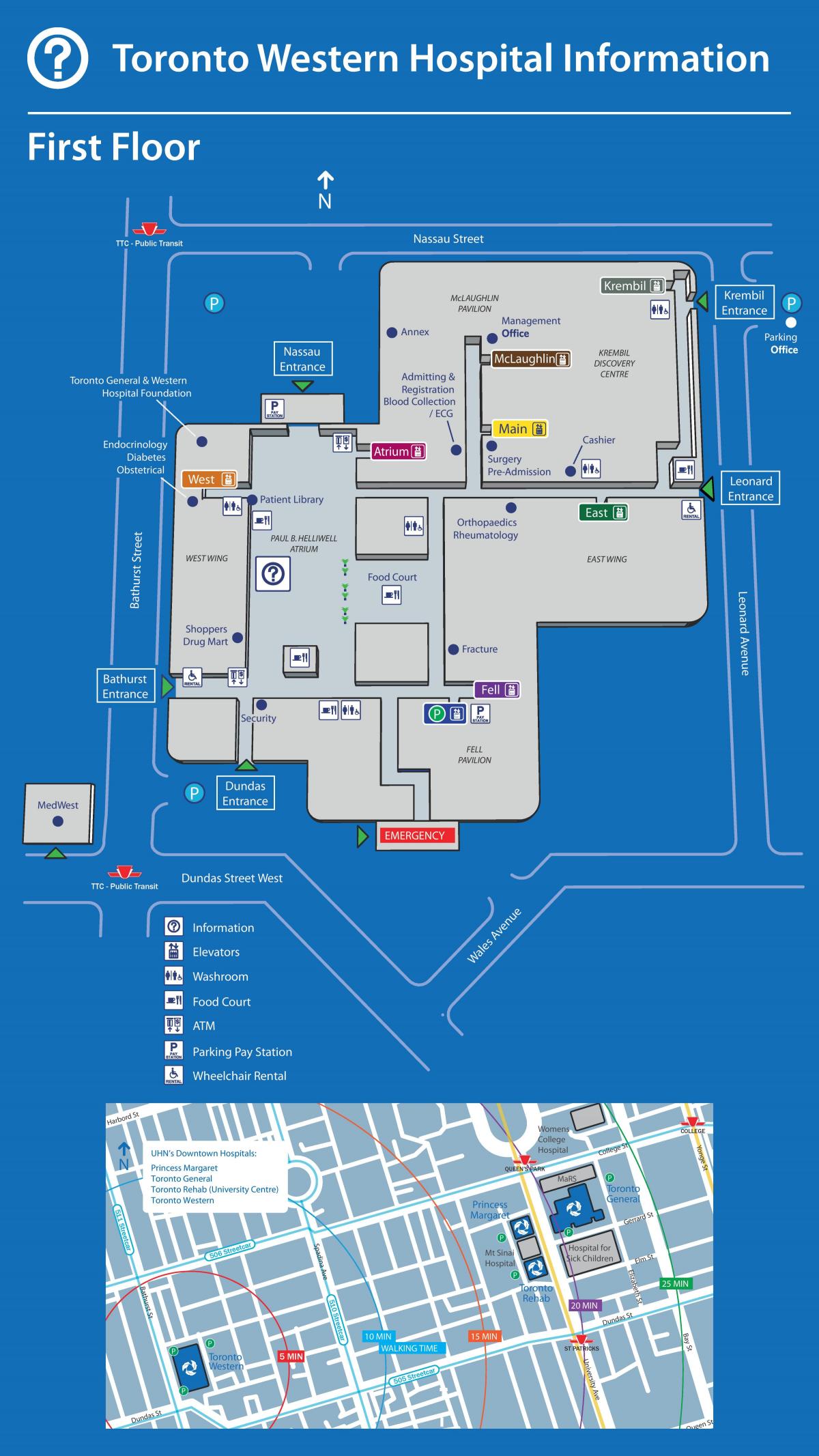 نقشہ ٹورنٹو کے مغربی ہسپتال