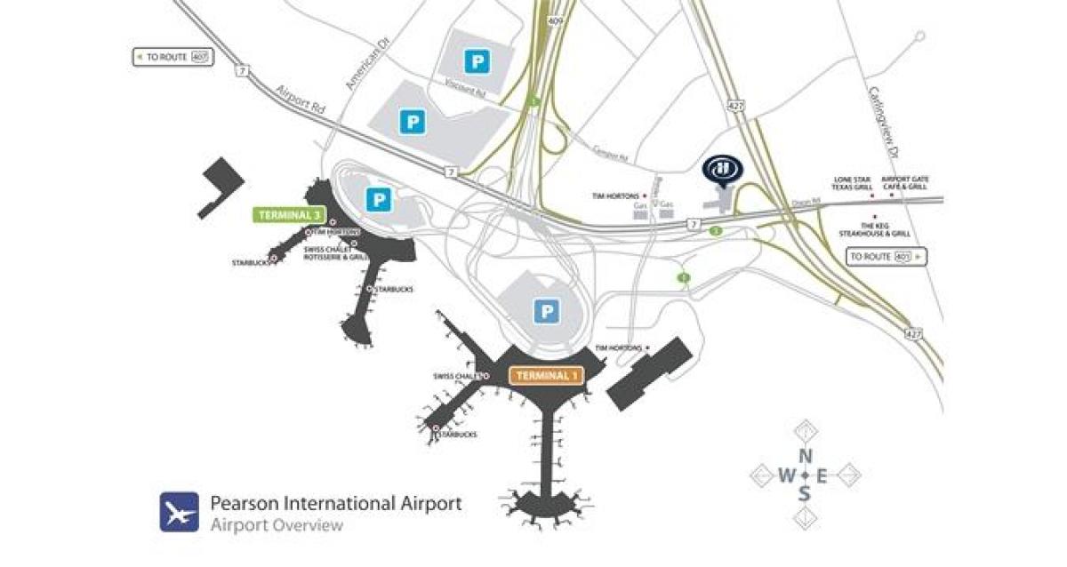 نقشہ ٹورنٹو کے ہوائی اڈے پیئرسن جائزہ