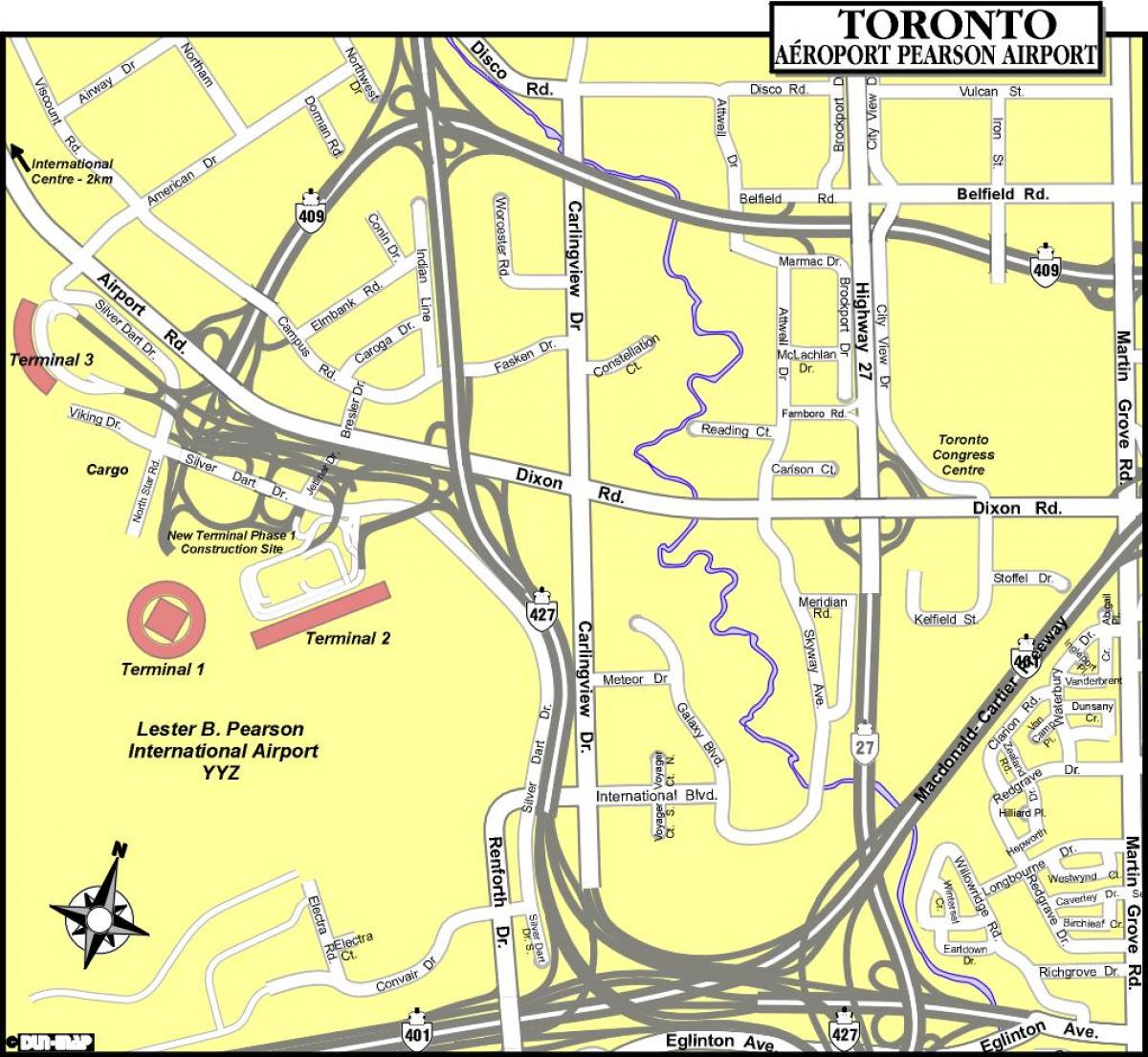 نقشہ ٹورنٹو کے ہوائی اڈوں