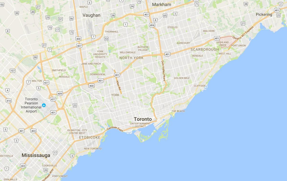 نقشہ کے ہائلینڈ کریک ضلع ٹورنٹو