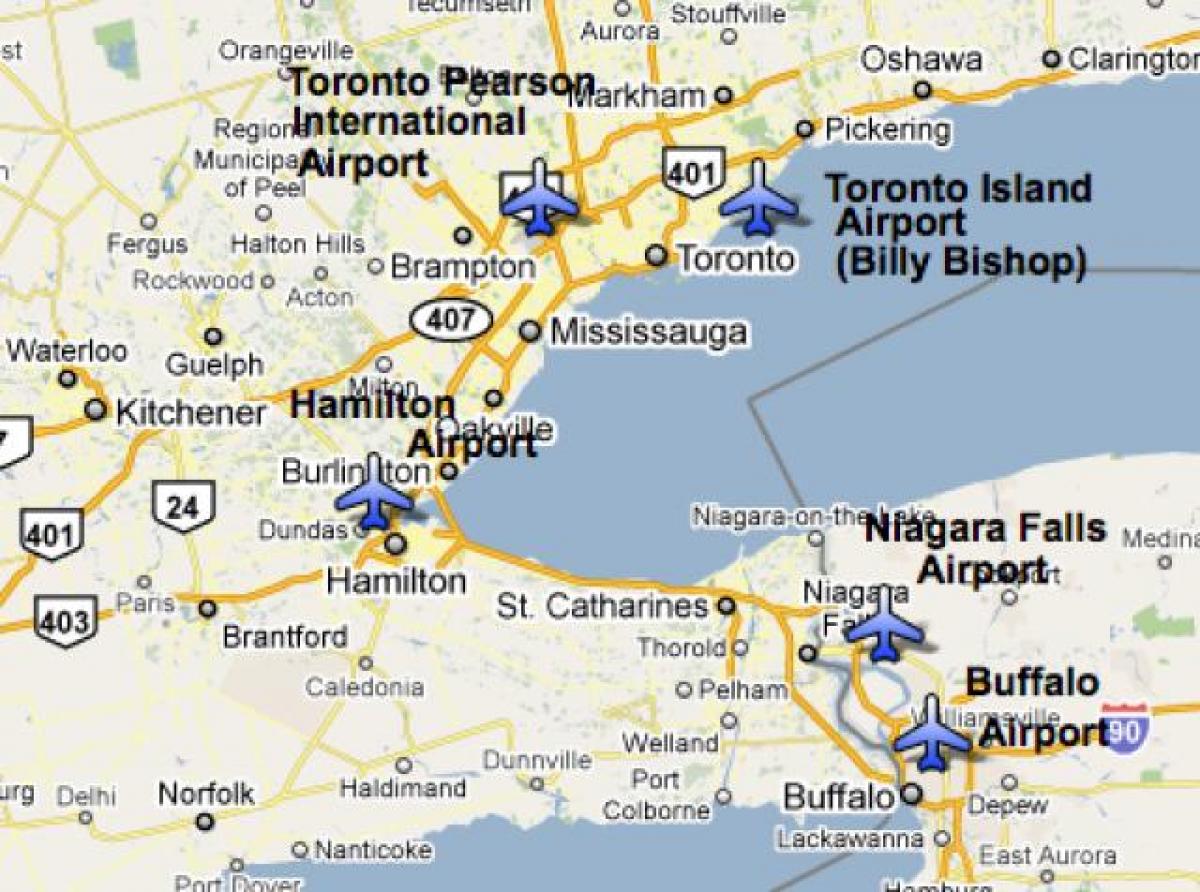 نقشہ کے ہوائی اڈے کے قریب ٹورنٹو