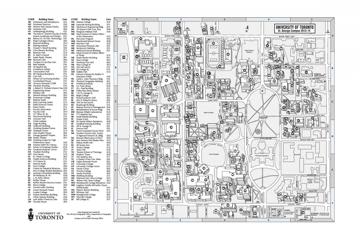 نقشہ کی ٹورنٹو یونیورسٹی کیمپس سینٹ جارجز
