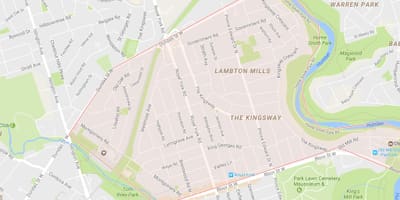 نقشہ کے Kingsway پڑوس ٹورنٹو