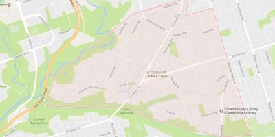 نقشہ کی او کونور–Parkview پڑوس ٹورنٹو