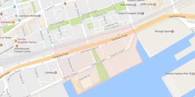 کے نقشے مشرقی Bayfront پڑوس ٹورنٹو