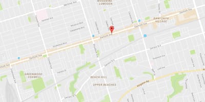 کے نقشے مشرقی Danforth پڑوس ٹورنٹو