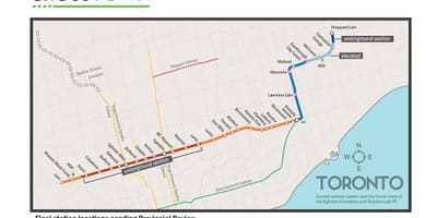 نقشہ ٹورنٹو کے سب وے لائن 5 Eglinton
