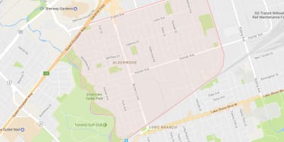 نقشہ کے Alderwood Parkview پڑوس ٹورنٹو