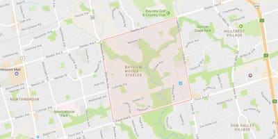 نقشہ کے Bayview جنگل – Steeles پڑوس ٹورنٹو